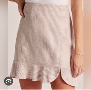 Striped Tan Skirt with Ruffle Hem